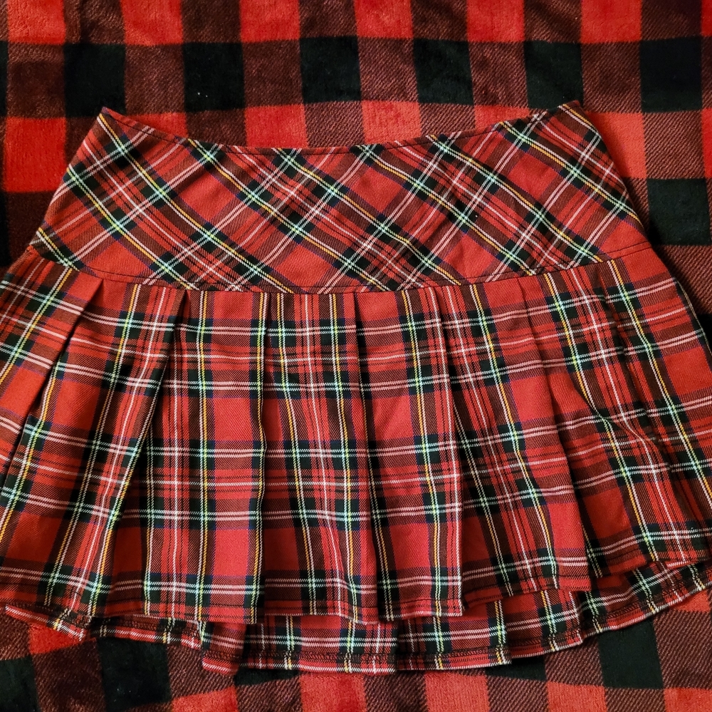 Plaid Royal Bones Daang Goodman school girl hot topic skirt